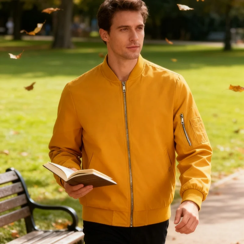 Spring Fall Thin Bomber Jackets Mens Jacket Lightweight Casual Windbreaker Zip Pockets Coats Biker Outwear Outdoor Male
