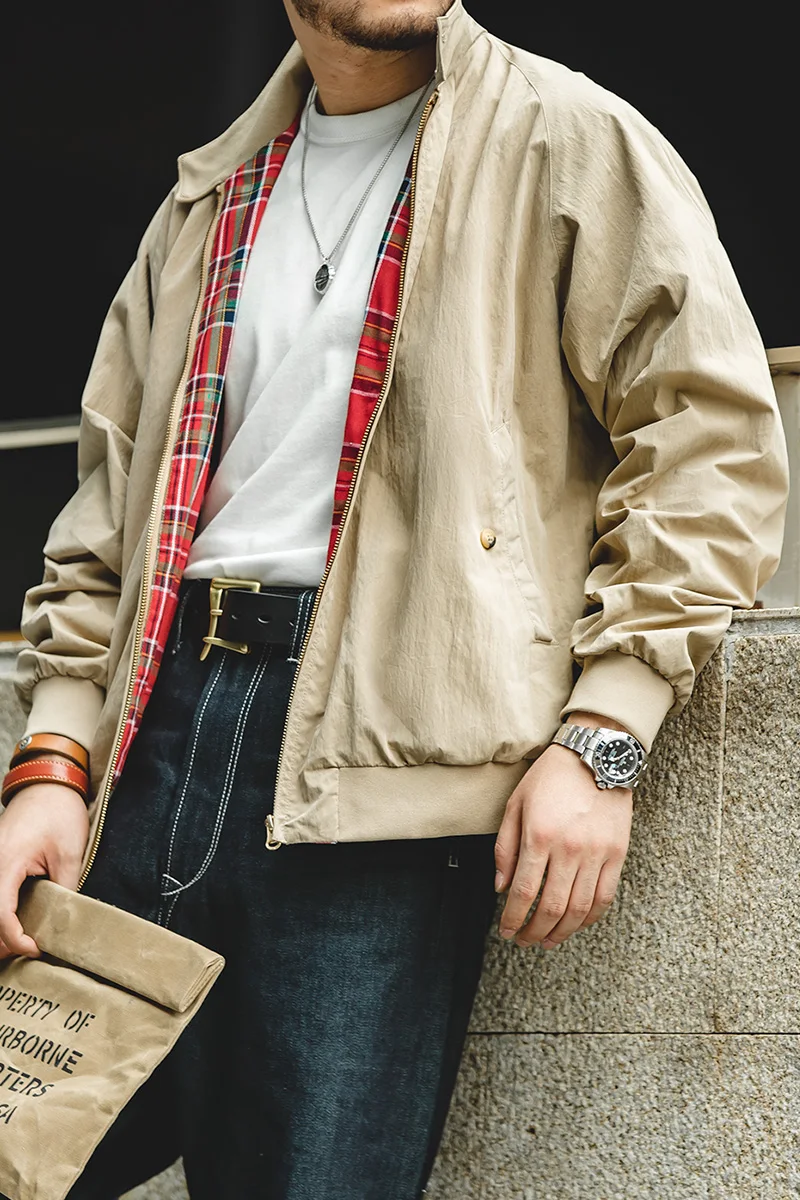 Maden Men's Workwear Jacket Retro G9 Bomber Coat Stand Collar Windproof Casual Warm Outerwear for Spring Autumn Daily Wear - Image 5