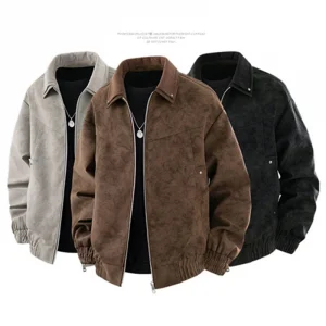 American Vintage-Style PU Leather Jacket for Men - Oversized Casual Lapel Jacket