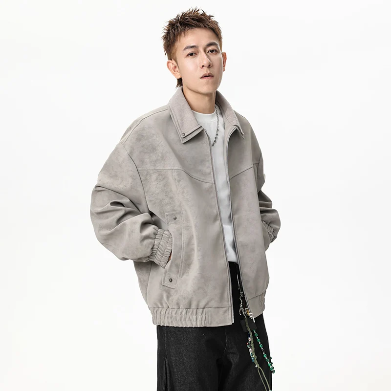 American Vintage-Style PU Leather Jacket for Men - Oversized Casual Lapel Jacket - Image 3