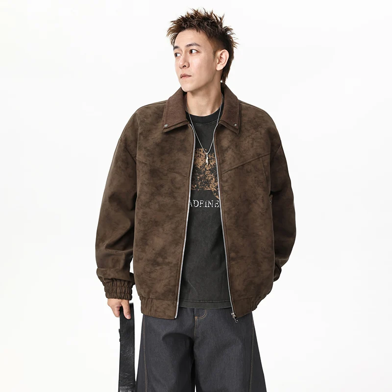 American Vintage-Style PU Leather Jacket for Men - Oversized Casual Lapel Jacket - Image 2