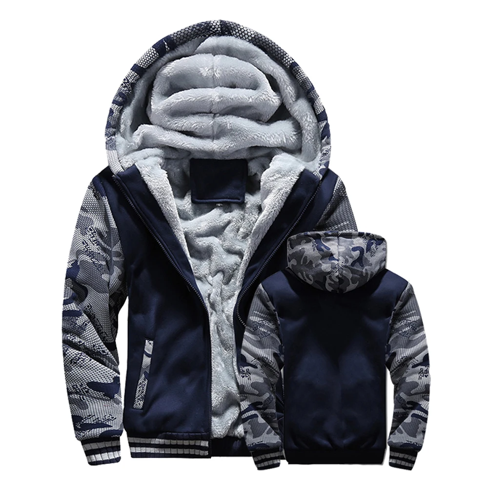 Winter Jacket Men Warm Coat Thick Fleece Male Zipper Hooded Jackets Casual Hooded Sportswear Outerwear Long Sleeves Sports Hoody - Image 2