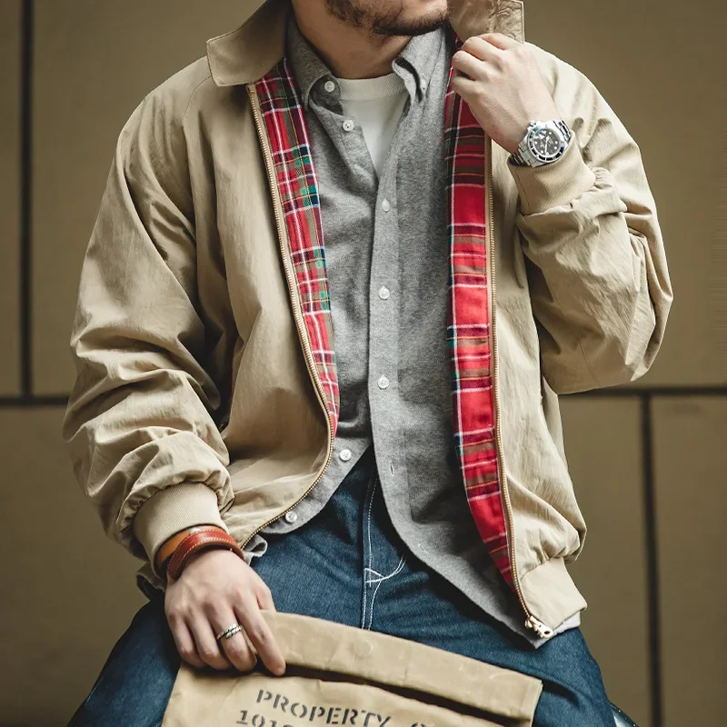 Maden Men's Workwear Jacket Retro G9 Bomber Coat Stand Collar Windproof Casual Warm Outerwear for Spring Autumn Daily Wear - Image 4